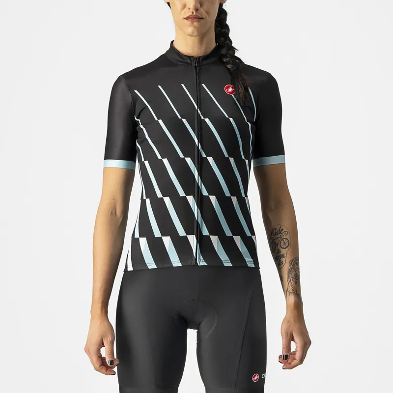 Castelli Pendio Women's Short Sleeve Jersey in Black/Sky/White