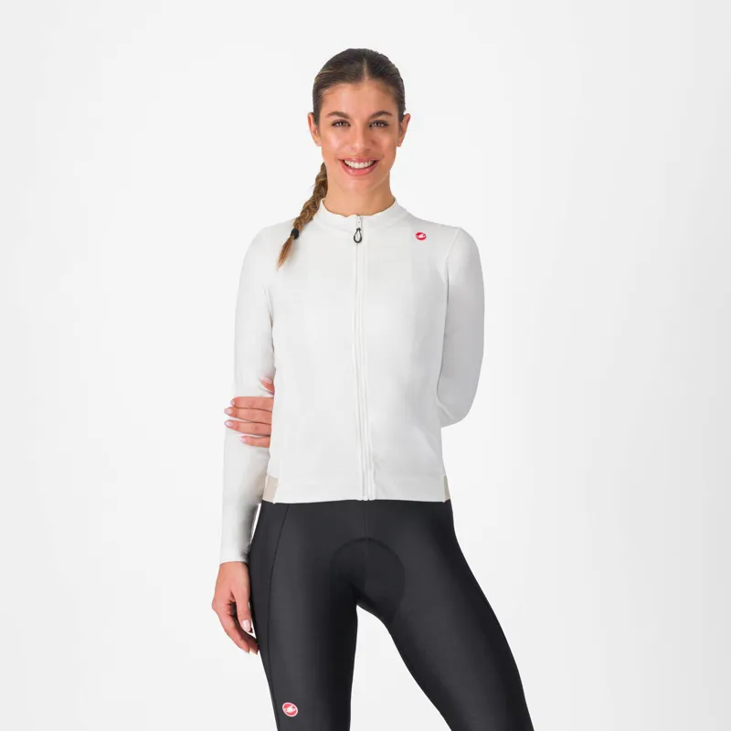 Balfes Bikes Castelli Espresso Thermal Women's Long Sleeve Jersey in Ivory/Silver Moon | Free postage over £30, £10 off first order, price match & 0% finance.