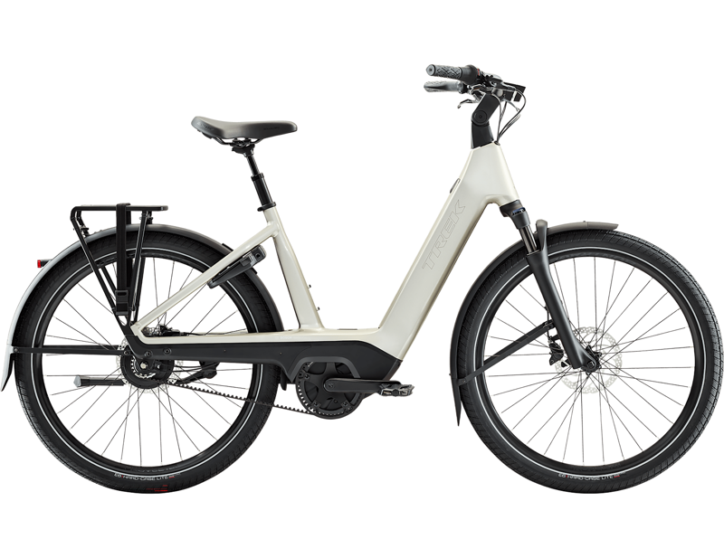 Trek Charter+ 4 Enviolo Belt 540 Wh Lowstep Electric Hybrid Bike 2027 in Lunar Silver