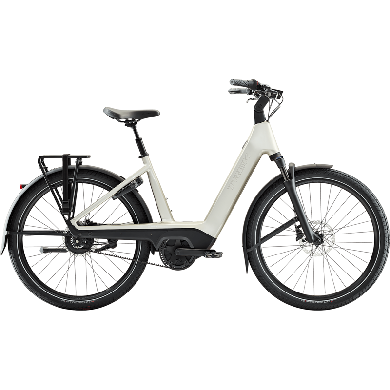 Balfes Bikes Trek Charter+ 4 Enviolo Belt 540 Wh Lowstep Electric Hybrid Bike 2027 in Lunar Silver | Free postage over £30, £10 off first order, price match & 0% finance.