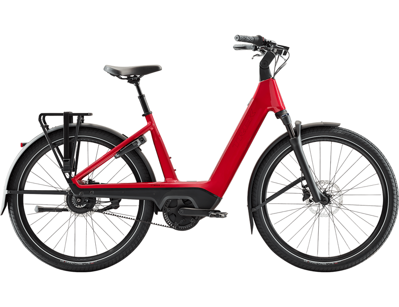 Trek Charter+ 4 Enviolo Belt 540 Wh Lowstep Electric Hybrid Bike 2027 in Fury Red
