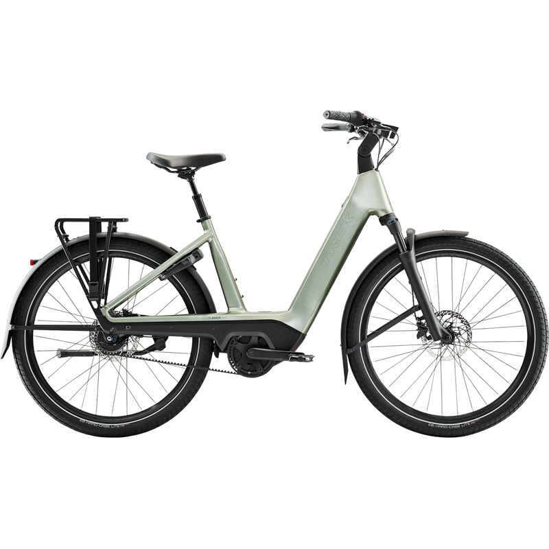 Balfes Bikes Trek Charter+ 4 Nexus 5 Belt 540 Wh Lowstep Electric Hybrid Bike 2027 in Lichen Green | Free postage over £30, £10 off first order, price match & 0% finance.