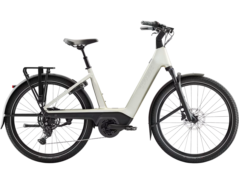 Balfes Bikes Trek Charter+ 4 540Wh Low Step Electric Hybrid Bike 2026 in Lunar Silver | Free postage over £30, £10 off first order, price match & 0% finance.