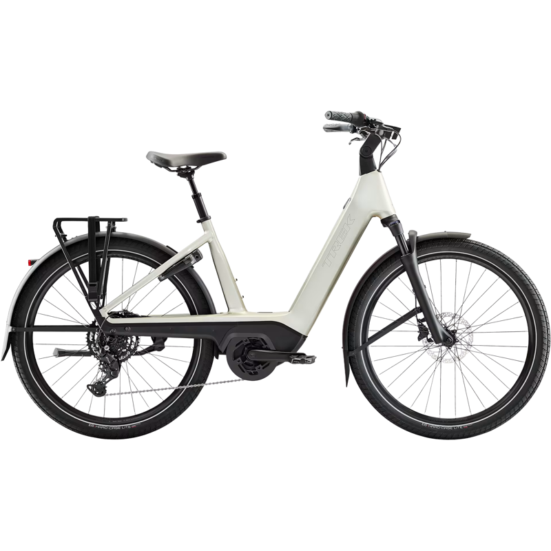 Balfes Bikes Trek Charter+ 4 540Wh Low Step Electric Hybrid Bike 2026 in Lunar Silver | Free postage over £30, £10 off first order, price match & 0% finance.