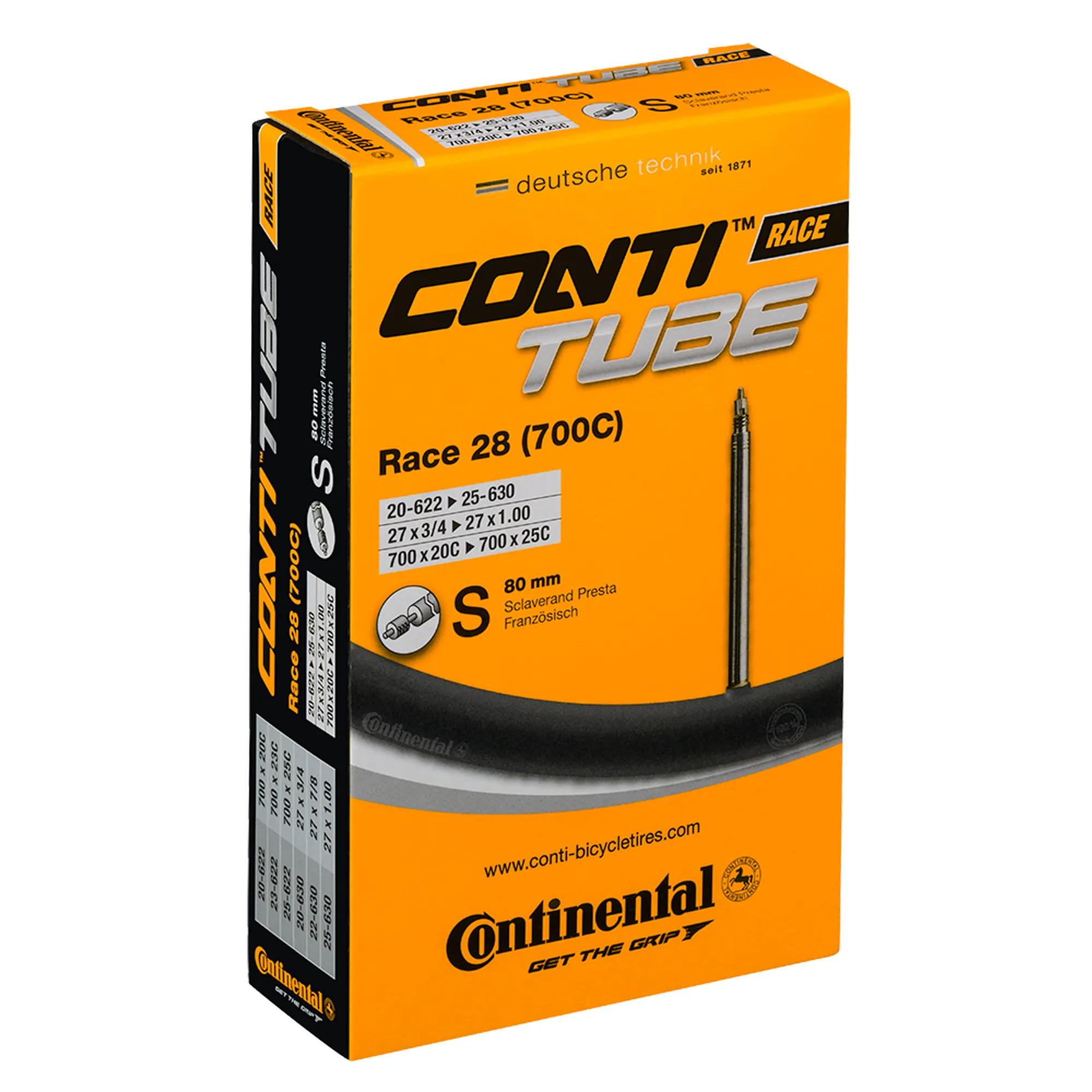 Continental R28 Road Bike Inner Tube 700 x 25c Presta 80mm Long