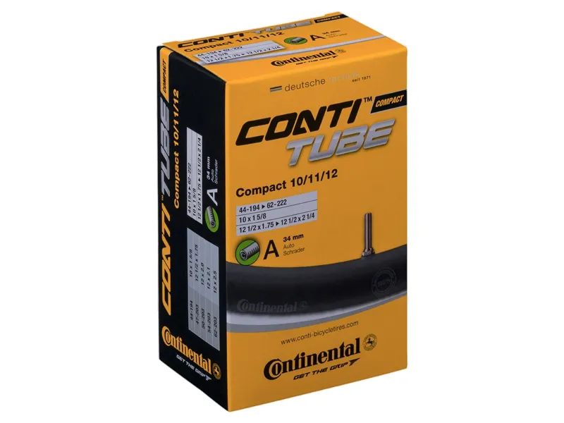 Continental Compact Tube - Schrader 34mm Valve: BLACK 16X1.90-2.30