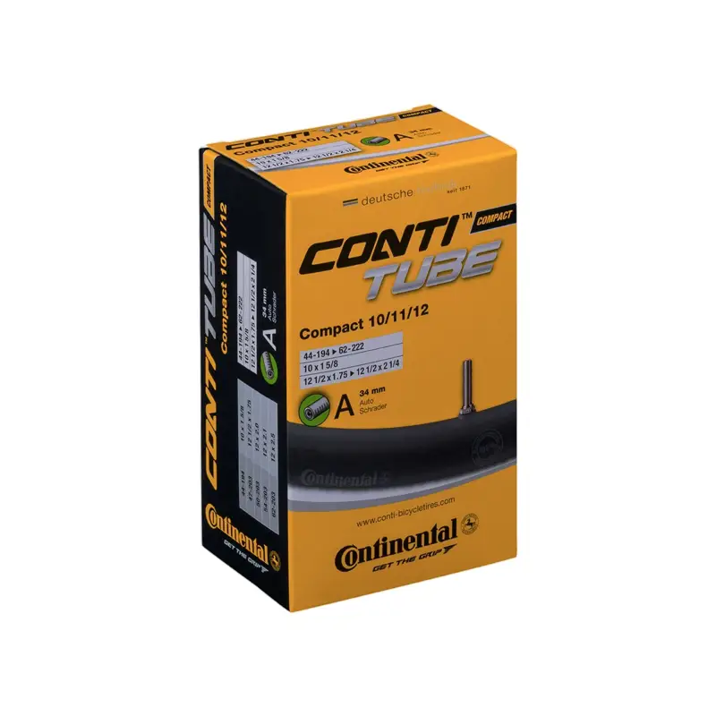 Balfes Bikes Continental Compact Tube - Schrader 34mm Valve: BLACK 16X1.90-2.30 | Free postage over £30, £10 off first order, price match & 0% finance.