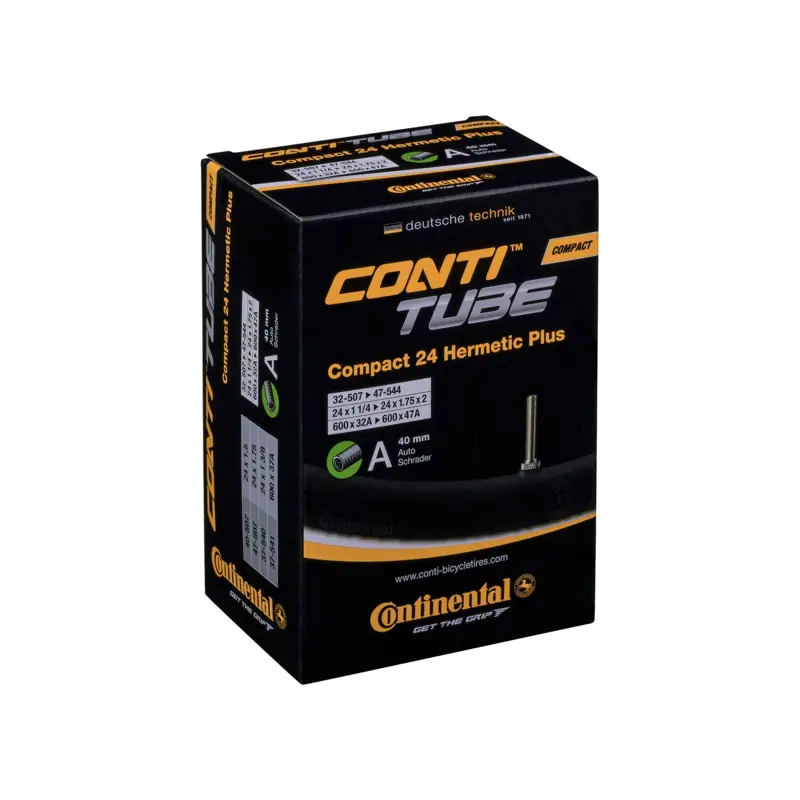 Balfes Bikes Continental Compact Tube Wide Hermetic Plus A40 24X2.00-2.40 in Black | Free postage over £30, £10 off first order, price match & 0% finance.