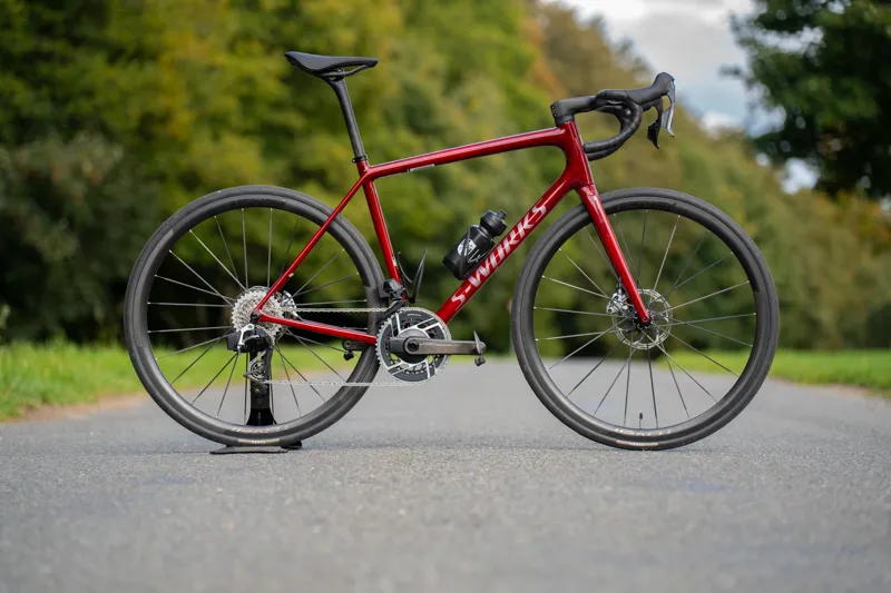 Specialized S-Works Aethos 2 AXS Road Bike 2026 in Sandstone Metallic Base / Red Tint-5