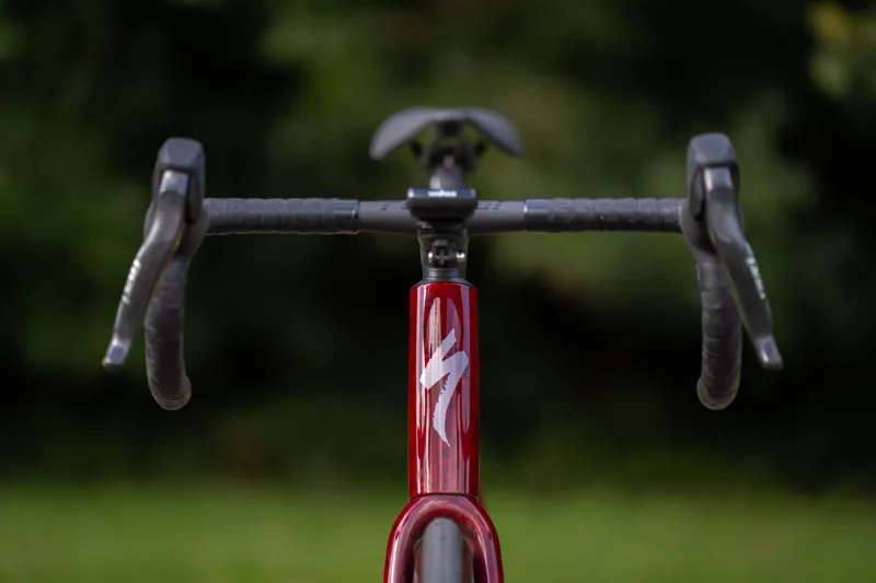 Specialized S-Works Aethos 2 AXS Road Bike 2026 in Sandstone Metallic Base / Red Tint-6