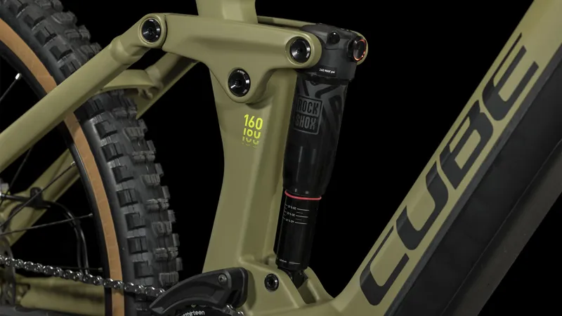 Cube Stereo Hybrid 160 HPC Race 750 27.5in Electric Full Suspension Mountain Bike 2024 in Olive-4