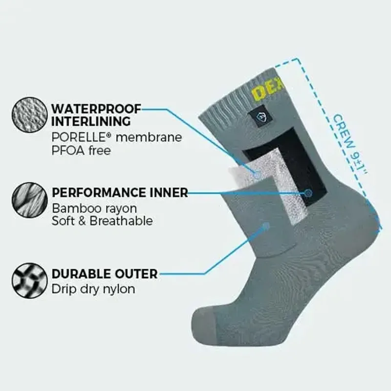 Dexshell Ultra Thin Crew Waterproof Socks in Navy/Lime Yellow-1
