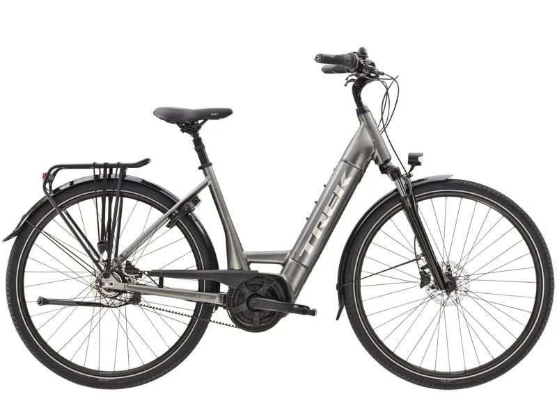 Trek District+ 7 Lowstep Electric Hybrid Bike 2022 in Grey
