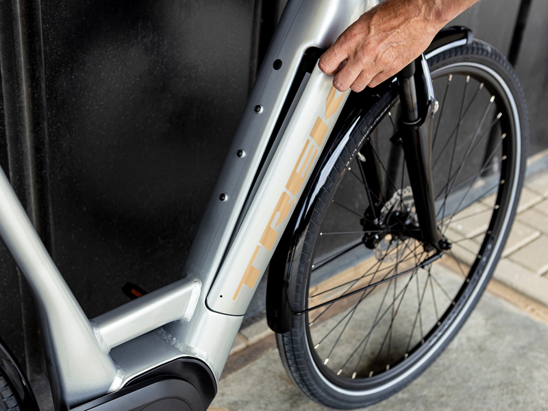 Trek District+ 8 Lowstep Electric Hybrid Bike 2022 in Quicksilver-9