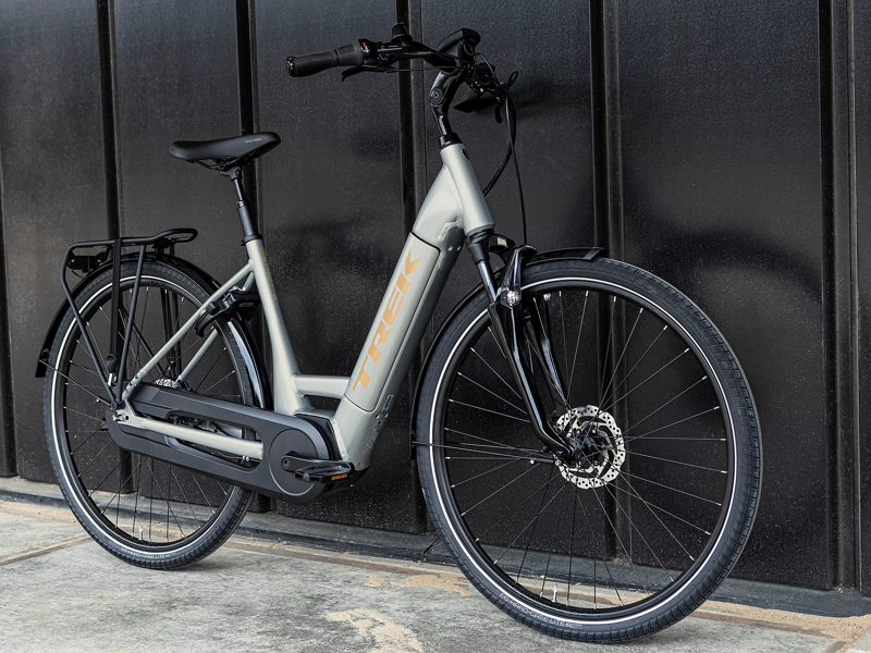 Trek District+ 8 Lowstep Electric Hybrid Bike 2022 in Quicksilver-1