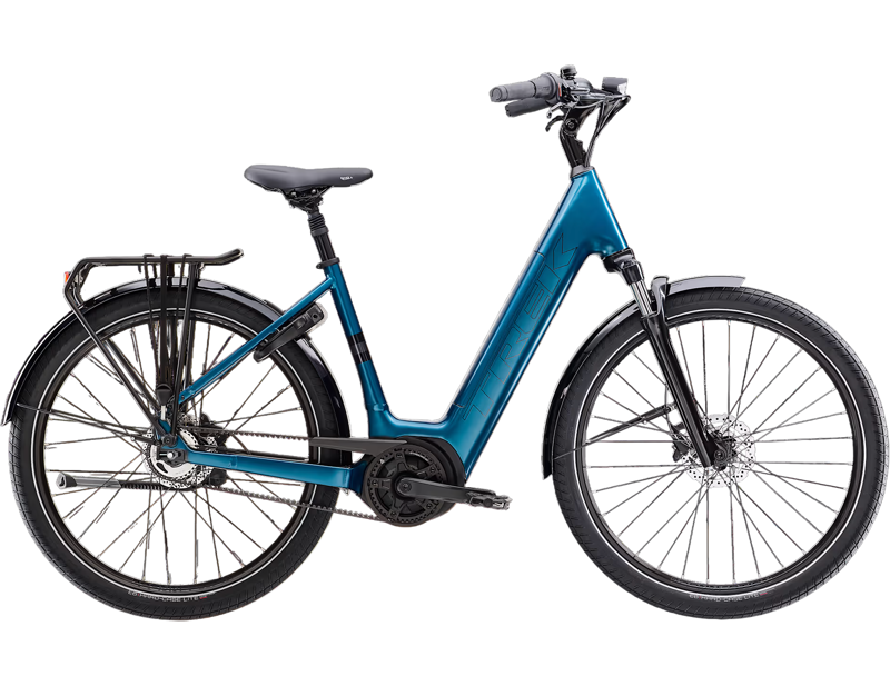 Trek District+ 3 Lowstep Belt 800Wh Electric Hybrid Bike 2026 in Dark Aquatic