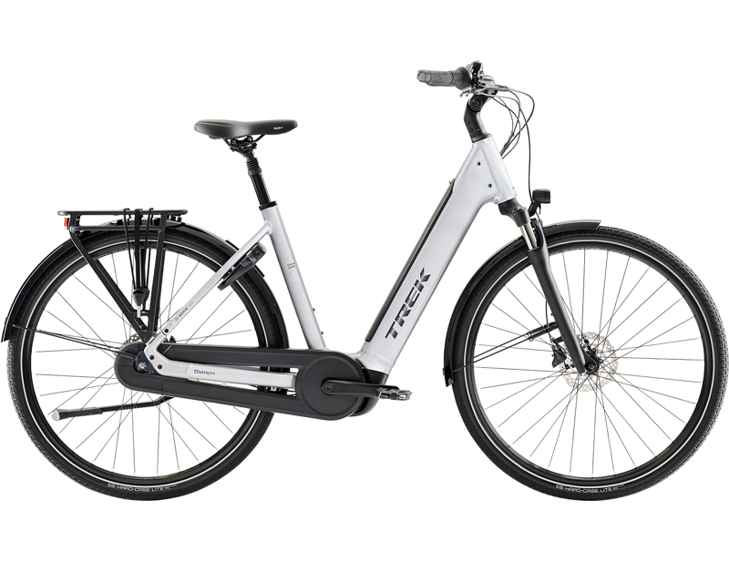 Trek District+ 3 N7 Lowstep 540Wh Electric Hybrid Bike 2027 in Lunar Silver
