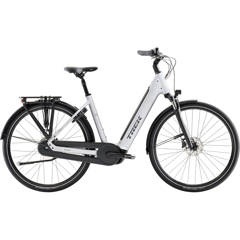 Balfes Bikes Trek District+ 3 N7 Lowstep 540Wh Electric Hybrid Bike 2027 in Lunar Silver | Free postage over £30, £10 off first order, price match & 0% finance.