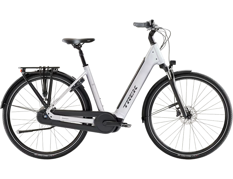 Trek District+ 3 N7 Lowstep 360Wh Electric Hybrid Bike 2027 in Lunar Silver