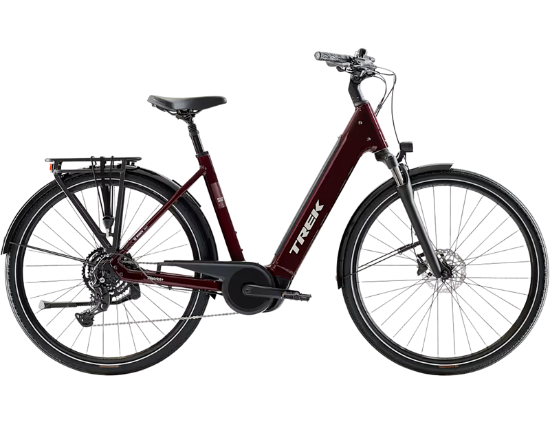 Trek District+ 3 R9 Lowstep 540Wh Electric Hybrid Bike 2027 in Cobra Blood