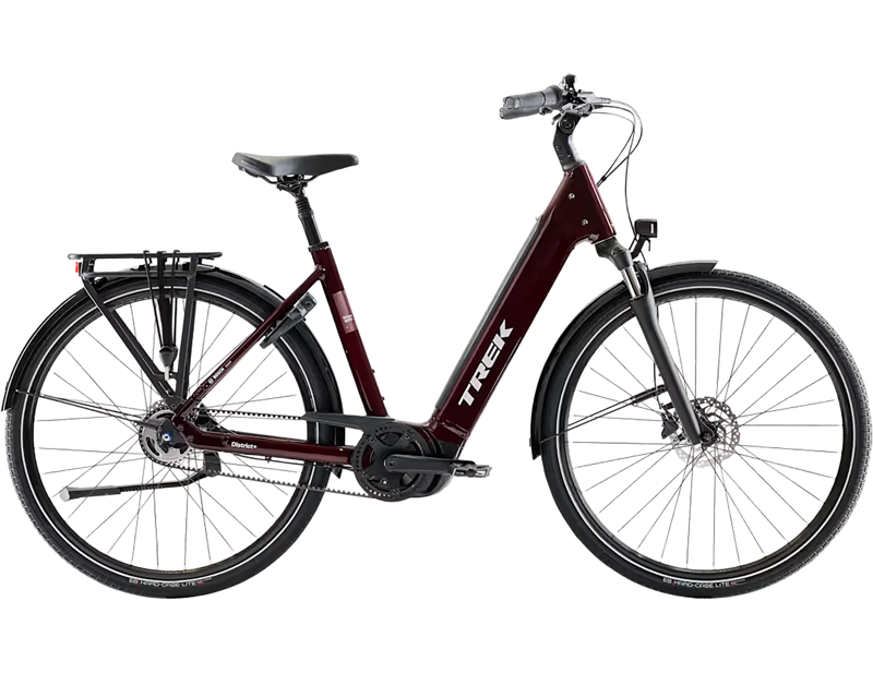 Trek District+ 4 N5 B Lowstep Belt Drive 600Wh Electric Hybrid Bike 2027 in Cobra Blood