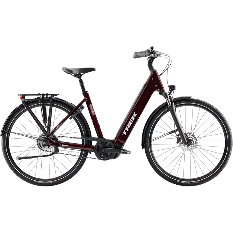 Balfes Bikes Trek District+ 4 N5 B Lowstep Belt Drive 600Wh Electric Hybrid Bike 2027 in Cobra Blood | Free postage over £30, £10 off first order, price match & 0% finance.