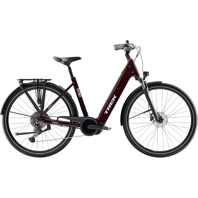 Balfes Bikes Trek District+ 4 R10 Lowstep 600Wh Electric Hybrid Bike 2027 in Cobra Blood | Free postage over £30, £10 off first order, price match & 0% finance.