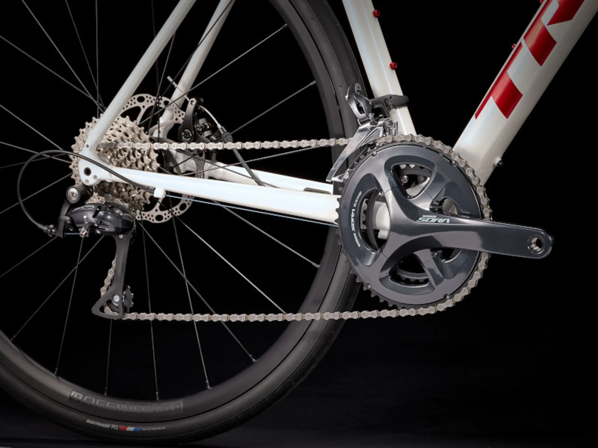 Trek Domane AL 3 Disc Sportive Road Bike 2022 in Crystal White and Red