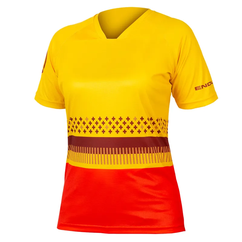 Endura Women's Singletrack Print T-Shirt in Saffron 