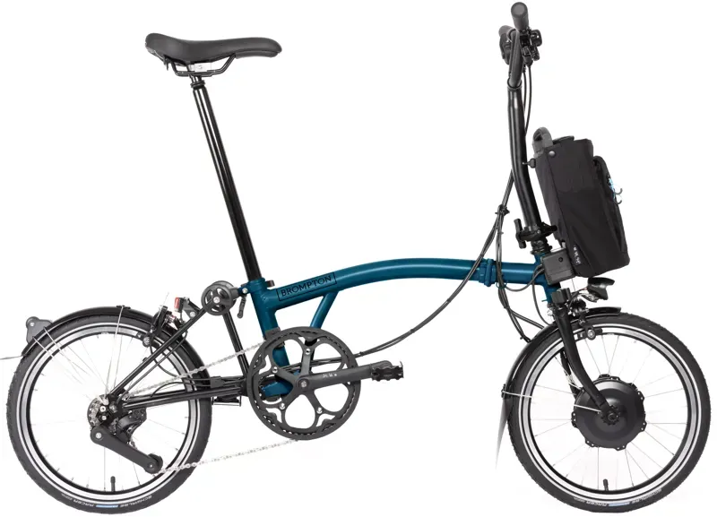 EX DEMO Brompton Electric C Line Urban 4 Speed Folding Bike Mid 2024 in Ocean Blue