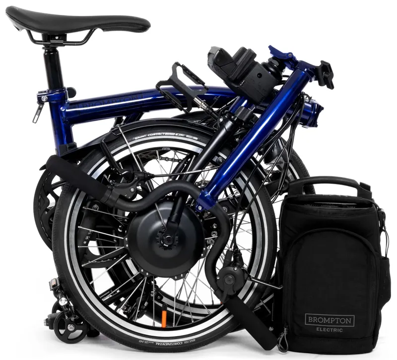 Brompton Electric P Line Explore 12 Speed Folding Bike 2025 in Bolt Blue Lacquer-3