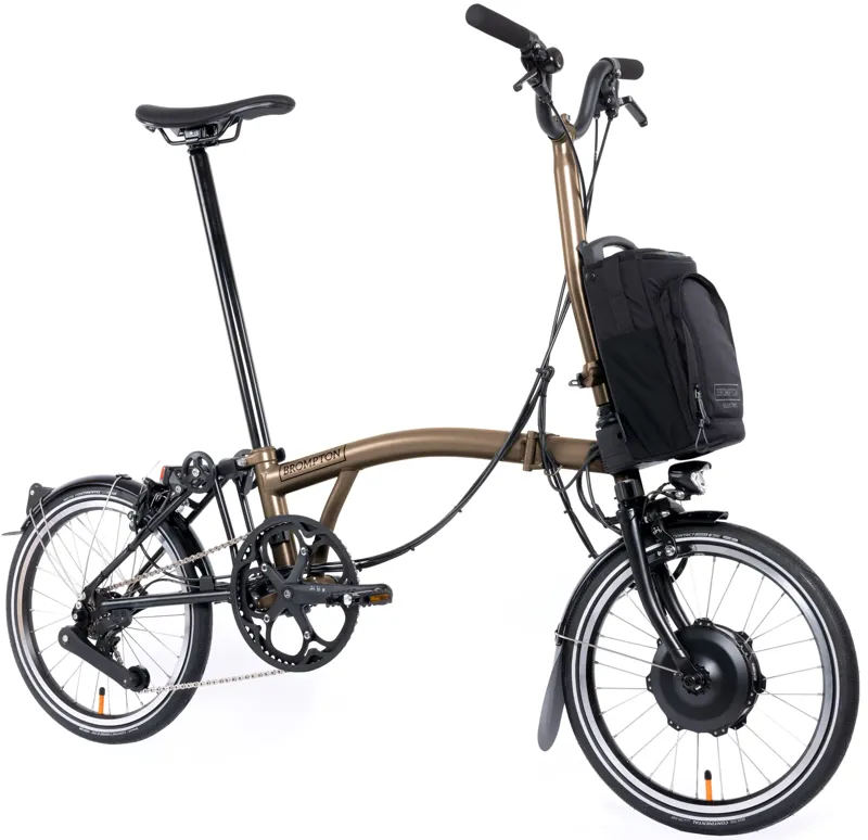 Brompton Electric P Line 4-Speed Folding Bike 2025 in Bronze Sky-1