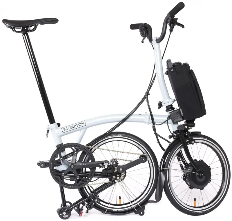 Brompton Electric P Line Explore 12 Speed Folding Bike 2025 in Lunar Ice-2