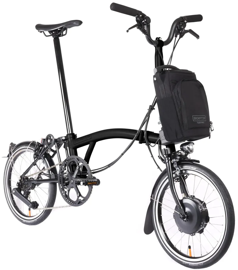 Brompton Electric P Line Explore 12 Speed Folding Bike 2025 in Midnight Black-1