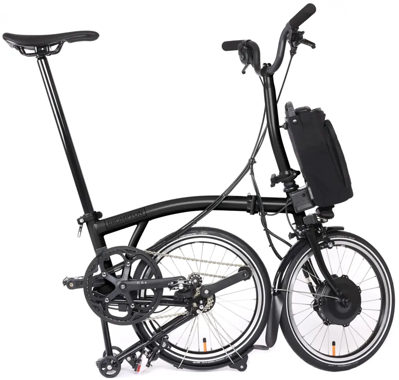 Brompton Electric P Line Explore 12 Speed Folding Bike 2025 in Midnight Black-2