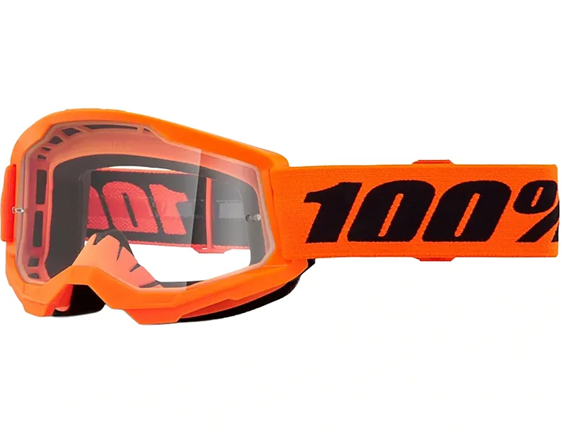 100 Percent Strata 2 Youth Clear Lens Goggles in Neon Orange
