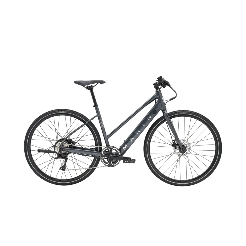 Balfes Bikes Marin Fairfax E ST Step Thru Electric Hybrid Bike 2027 in CHARCOAL | Free postage over £30, £10 off first order, price match & 0% finance.