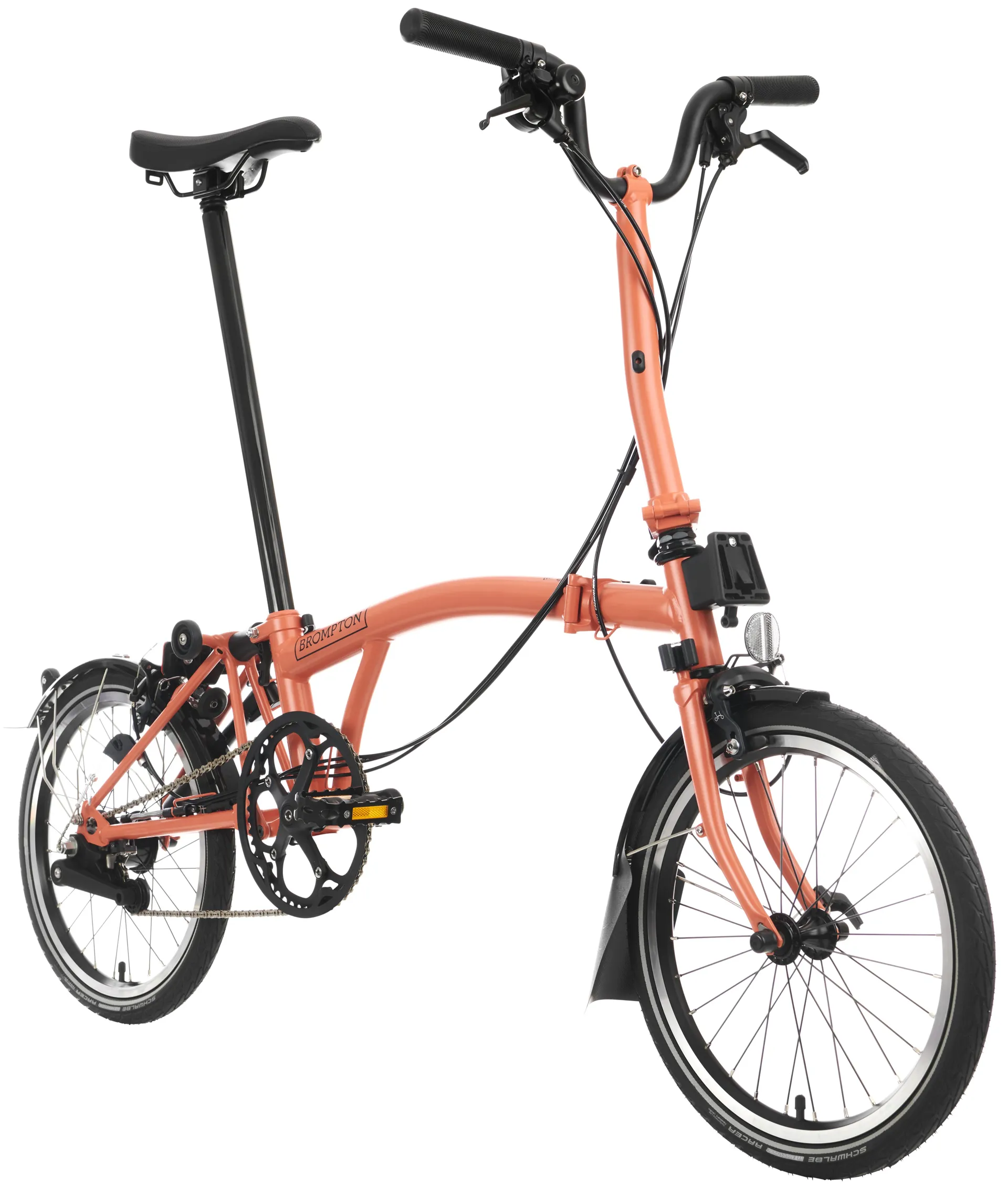 Brompton C Line Explore Folding Bike 2023 in Fire Coral