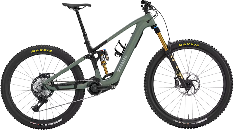 Trek Fuel+ MX 9.8 XT Gen 2 Full Suspension Electric Mountain Bike 2027 in Lichen Green Keswick Green Splatter