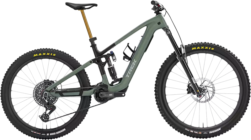 Trek Fuel+ MX 9.9 X0 AXS Gen 2 Full Suspension Electric Mountain Bike 2027 in Lichen Green Keswick Green Splatter
