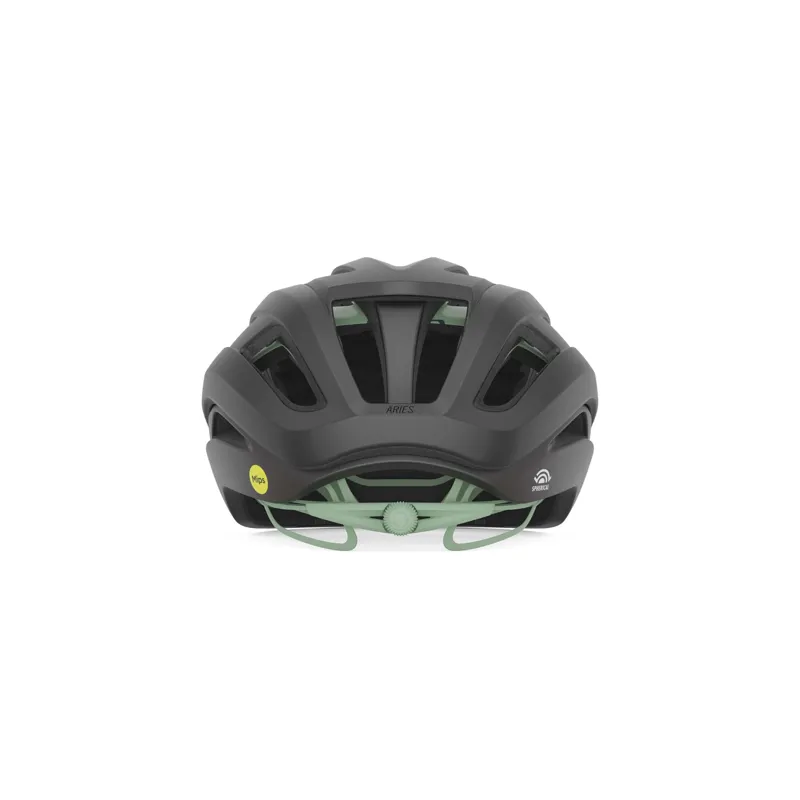 Giro Aries Spherical Helmet in Matte Metallic Coal/Spice Green-2