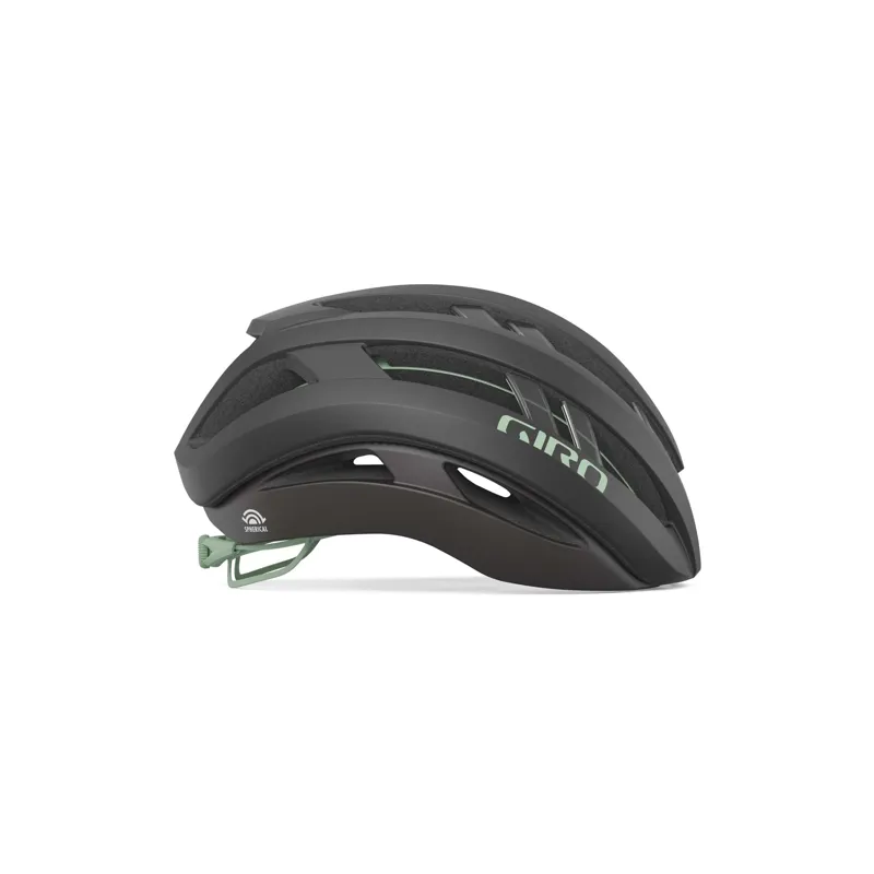 Giro Aries Spherical Helmet in Matte Metallic Coal/Spice Green-3