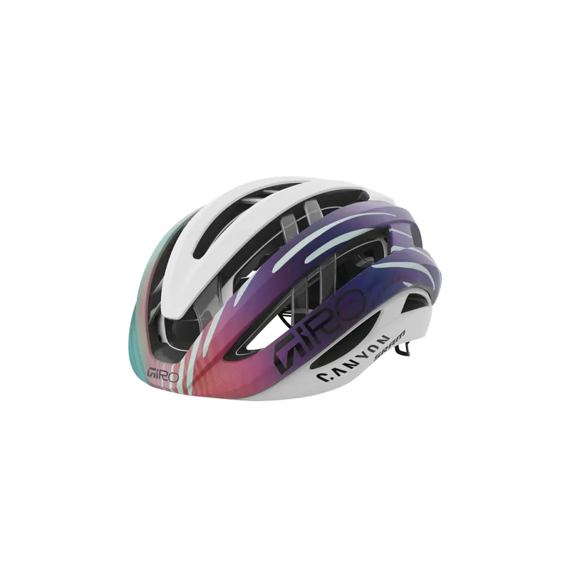 Giro Aries Spherical Road Helmet in White Blue Canyon/SRAM