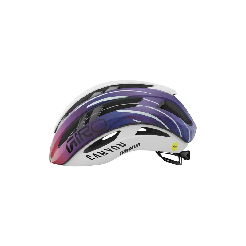Giro Aries Spherical Road Helmet in White Blue Canyon/SRAM-1