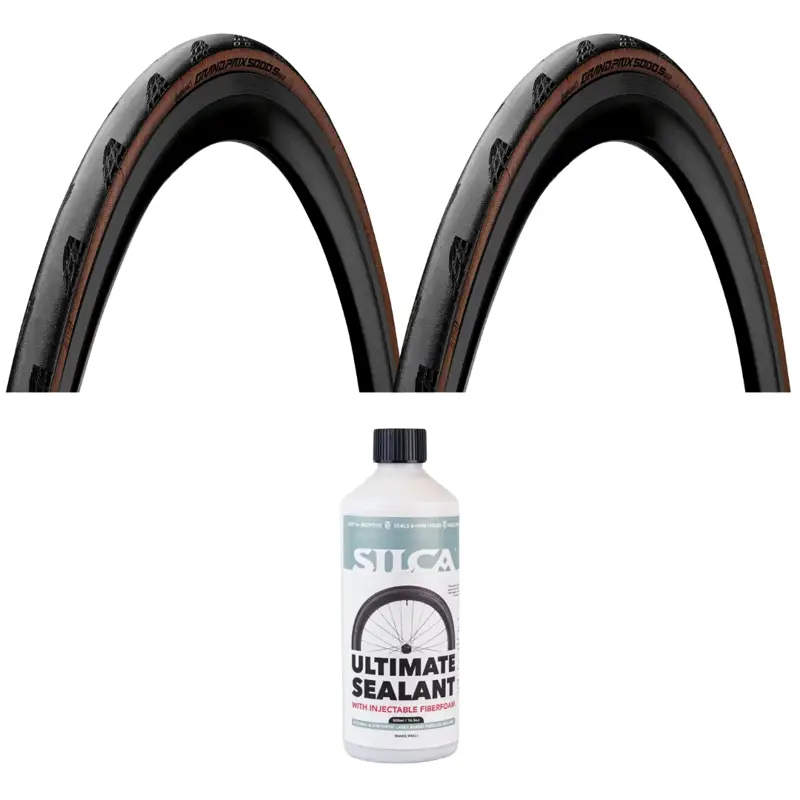 Balfes Bikes Continental Grand Prix GP5000 GP 5000S TR 700c Tyre in Black/Transparent with Silca v2 Sealant 500ml Bundle | Free postage over £30, £10 off first order, price match & 0% finance.