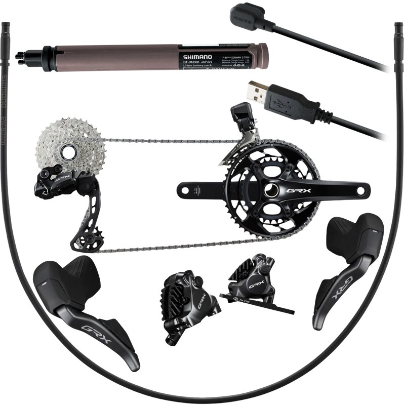 Balfes Bikes Shimano GRX RX825 Di2 2 x 12 11-36 Groupset in Black | Free postage over £30, £10 off first order, price match & 0% finance.