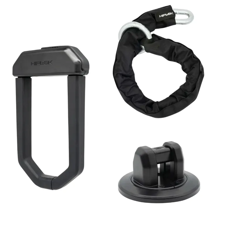Balfes Bikes HIPLOK DX1000 D Lock - HIPLOK A1000 Wall + Ground Anchor - Hiplok MEGA Chain in Black Bund | Free postage over £30, £10 off first order, price match & 0% finance.