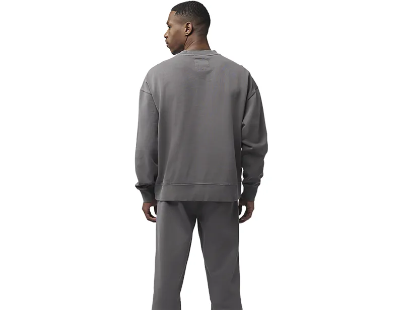 Fox Wordmark Oversized Pullover Fleece in Pewter Grey-1