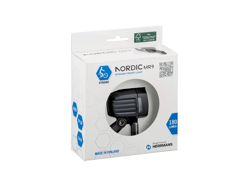 Herrmans Nordic MR9-Dynamo Front Bike Light in Black/White-1