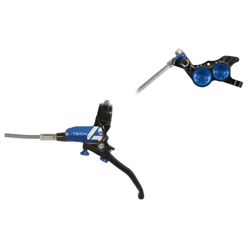 Balfes Bikes Hope Tech 4 V4 No Rotor Braided Left Hand Brake in Black/Blue | Free postage over £30, £10 off first order, price match & 0% finance.